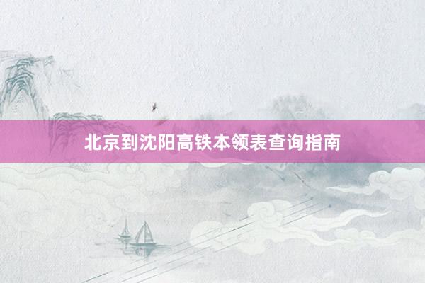 北京到沈阳高铁本领表查询指南